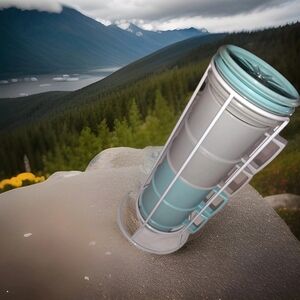 Tupperware Gray and Teal Travel Mugs with Lids